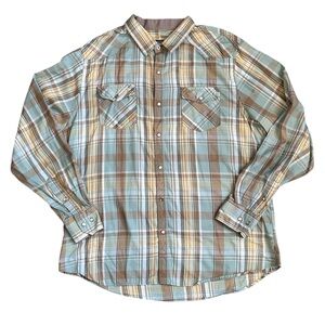 LAMASINI Men’s Plaid Pearl Snap Western 100% Cotton Shirt 2XL